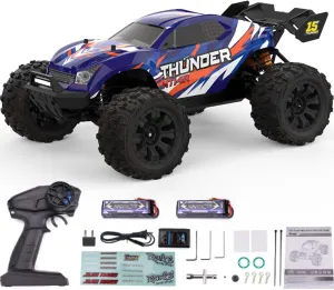 1: 14 RC Racing car,Equipped with 2 3S Rechargeable Batteries,4WD 80km/h,Brushless Motor 2.4G Remote Control,High-Speed Off-Road RC Truck (MT14R Deep Blue)