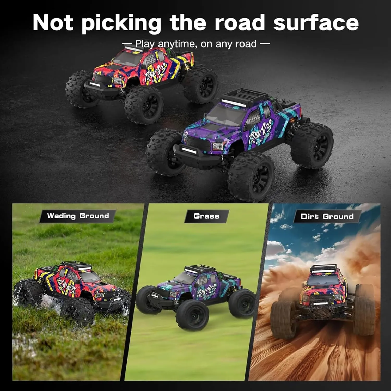 1: 14 RC Racing car,Equipped with 2 3S Rechargeable Batteries,4WD 80km/h,Brushless Motor 2.4G Remote Control,High-Speed Off-Road RC Truck (PT14R Red)