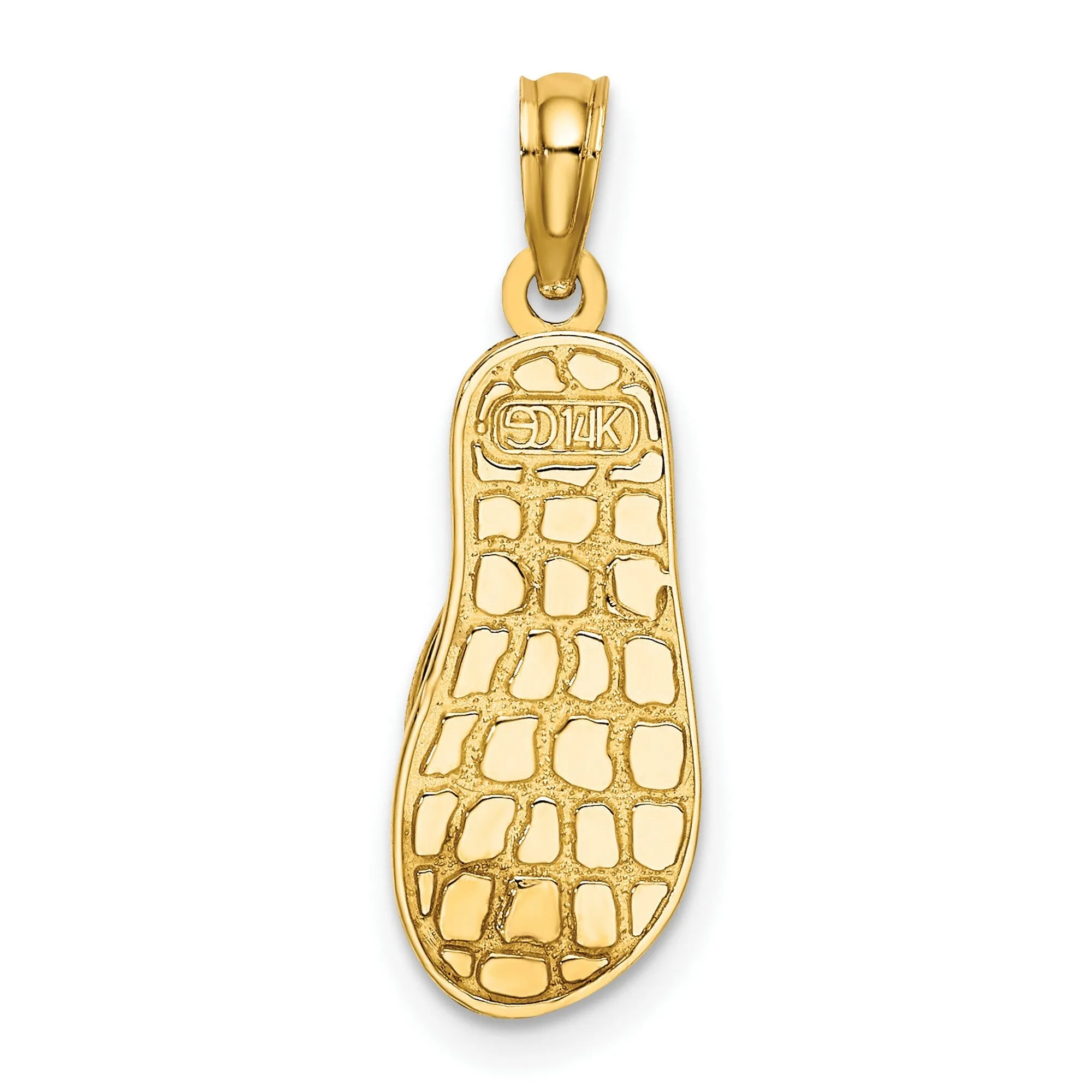 3-D Enamel Anchor On Stripe Flip-Flop Charm Pendant in Real 14k Yellow Gold