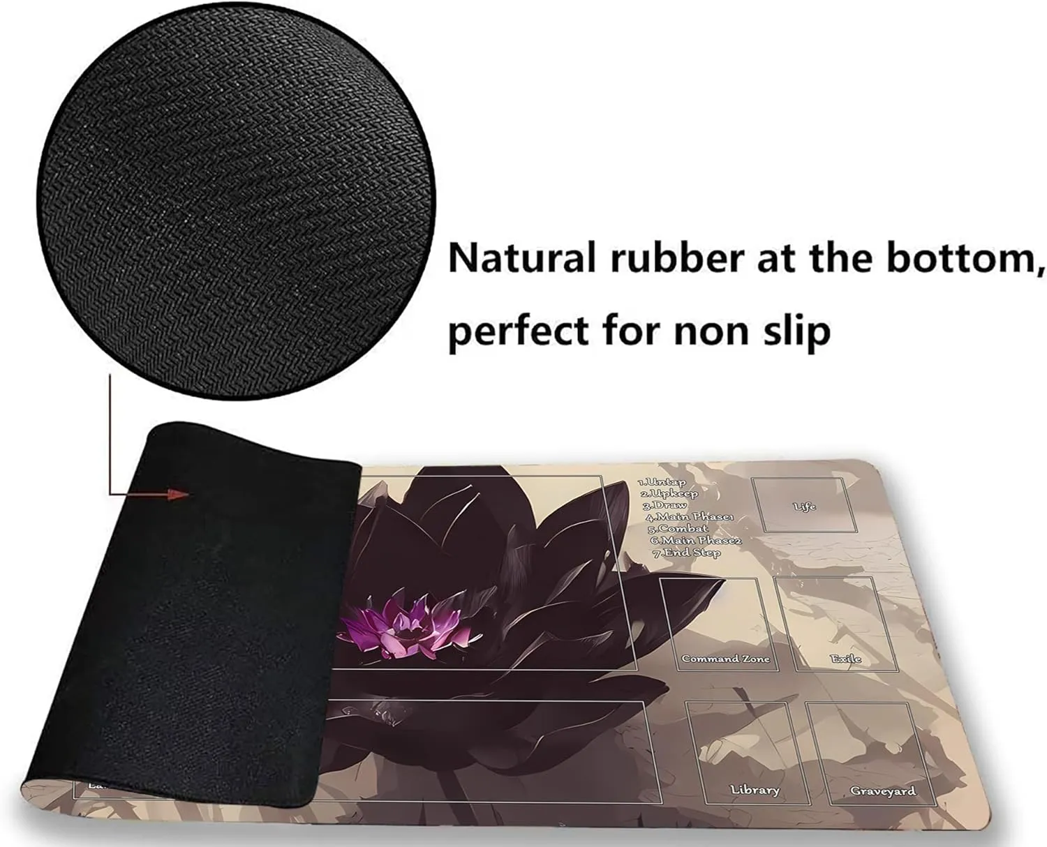 AI Painting TCG Playmat - MTG Trading Card Game Mat with Zone, 24x14 Inches Original Playmats, Smooth Surface for Rubber Collection - Fantasy Dark Vampire Lotus-330