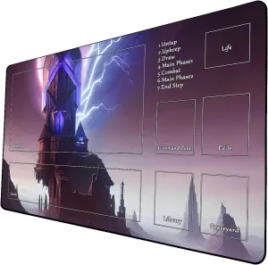 AI Painting TCG Playmat - MTG Trading Card Game Mat with Zone, 24x14 Inches Original Playmats, Smooth Surface for Rubber Collection - Fantasy Dark Vampire Lotus-330