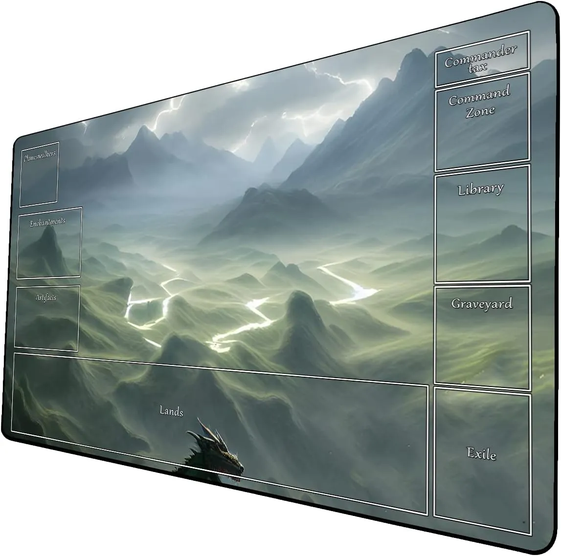 AI Painting TCG Playmat - MTG Trading Card Game Mat with Zone Layout, 24x14 Inches Premium MTG Play Mat - The Perfect Companion for Intense Card Battles - Fantasy Dark Skull Black Lotus 424A179