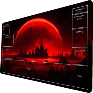 AI Painting TCG Playmat - MTG Trading Card Game Mat with Zone Layout, 24x14 Inches Premium MTG Play Mat - The Perfect Companion for Intense Card Battles - Fantasy Dark Skull Black Lotus 424A184
