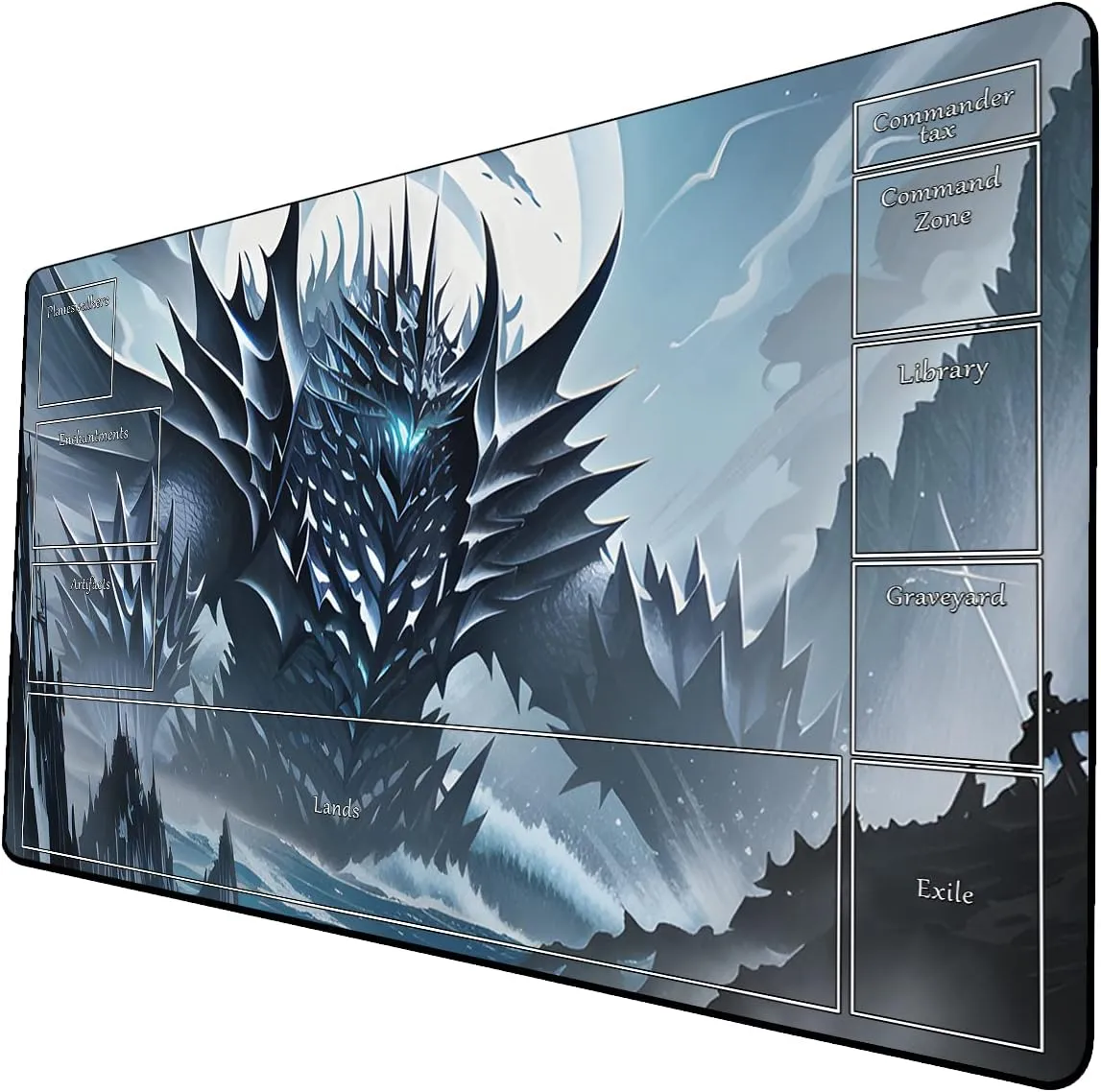 AI Painting TCG Playmat - MTG Trading Card Game Mat with Zone Layout, 24x14 Inches Premium MTG Play Mat - The Perfect Companion for Intense Card Battles - Fantasy Dark Skull Black Lotus 424A212