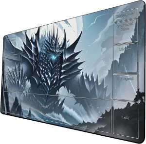 AI Painting TCG Playmat - MTG Trading Card Game Mat with Zone Layout, 24x14 Inches Premium MTG Play Mat - The Perfect Companion for Intense Card Battles - Fantasy Dark Skull Black Lotus 424A212
