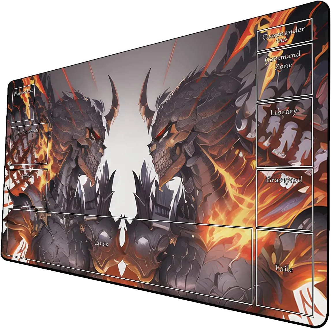 AI Painting TCG Playmat - MTG Trading Card Game Mat with Zone Layout, 24x14 Inches Premium MTG Play Mat - The Perfect Companion for Intense Card Battles - Fantasy Dark Skull Black Lotus 509A006