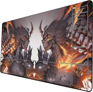 AI Painting TCG Playmat - MTG Trading Card Game Mat with Zone Layout, 24x14 Inches Premium MTG Play Mat - The Perfect Companion for Intense Card Battles - Fantasy Dark Skull Black Lotus 509A006