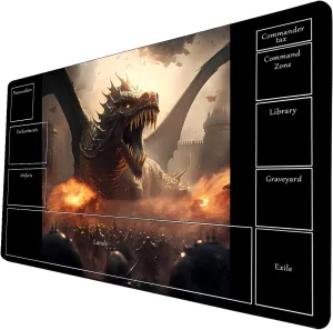 AI Painting TCG Playmat - MTG Trading Card Game Mat with Zone Layout, 24x14 Inches Premium MTG Play Mat - The Perfect Companion for Intense Card Battles - Fantasy Dark Skull Black Lotus A06