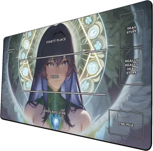 AI Painting TCG Playmat - MTG Trading Card Game Mat with Zones, 24x14 Inches Premium MTG Play Mats - The Perfect Companion for Intense Card Battles - Fantasy Dark Vampire Lotus-148
