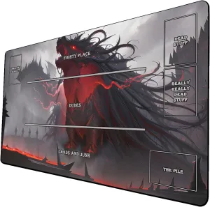 AI Painting TCG Playmat - MTG Trading Card Game Mat with Zones, 24x14 Inches Premium MTG Playmat - The Perfect Companion for Intense Card Battles - Fantasy Dark Vampire Lotus-053