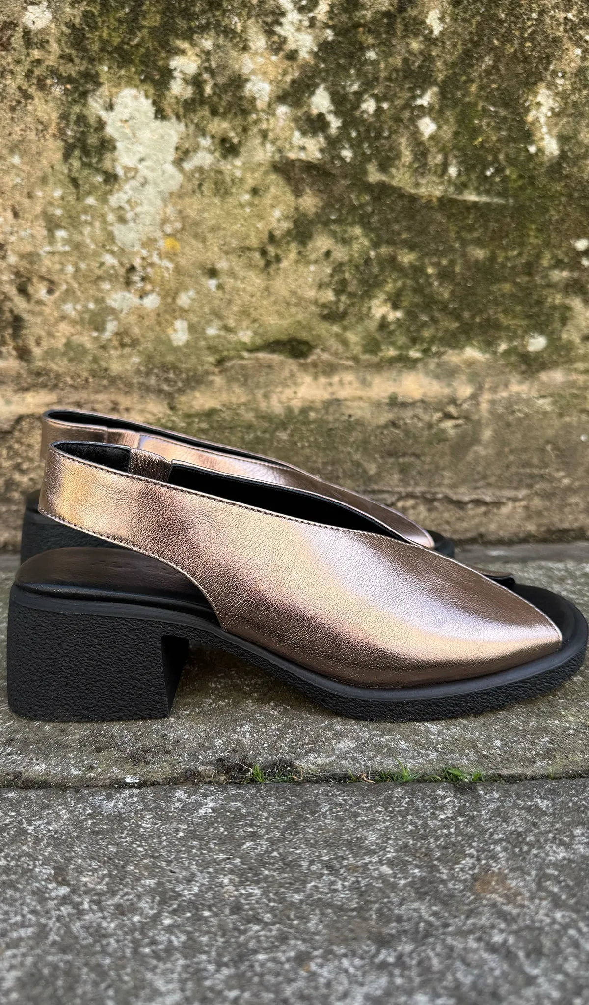 All Black Leather Sling Backs- 3 Colours