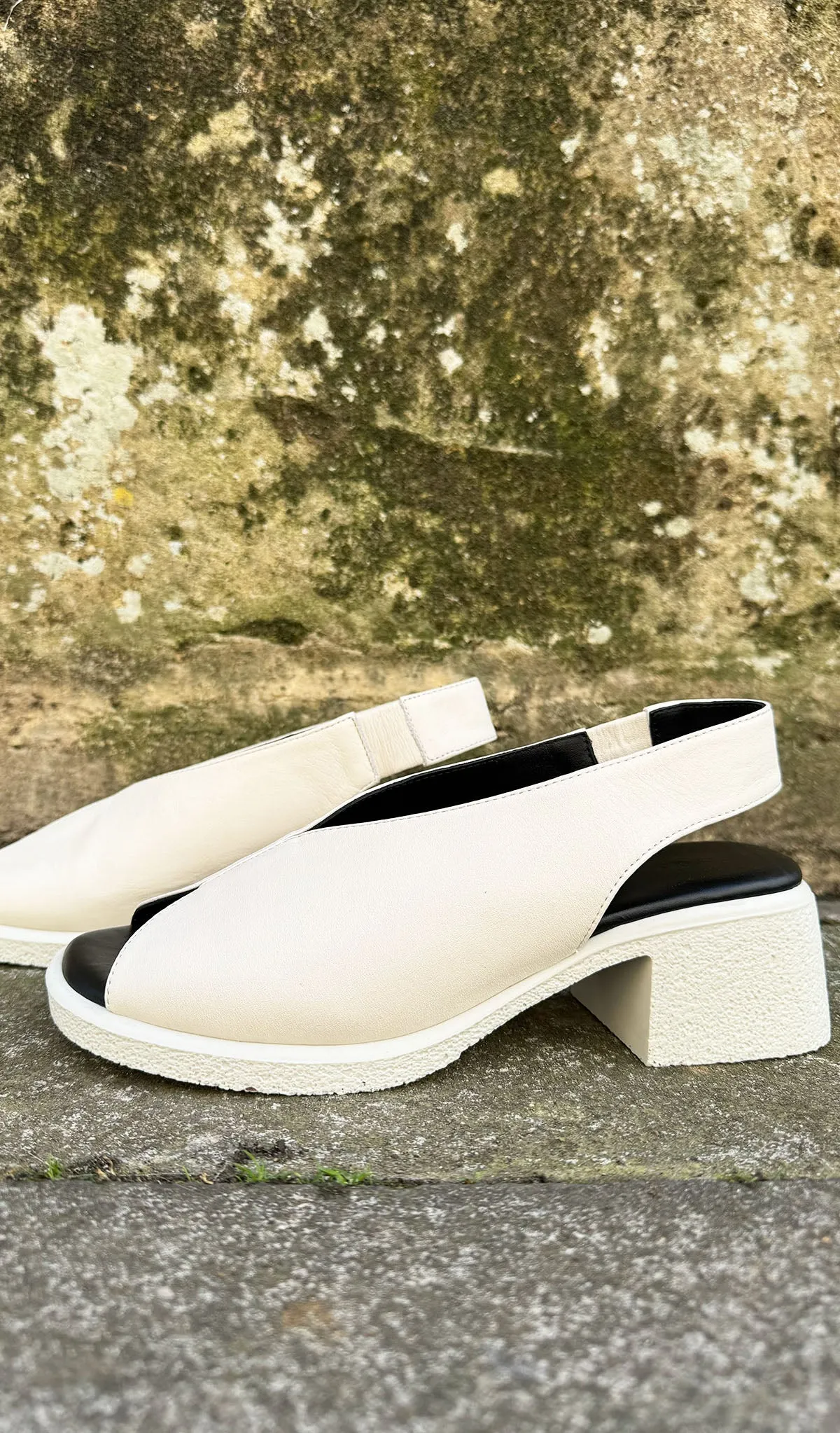 All Black Leather Sling Backs- 3 Colours