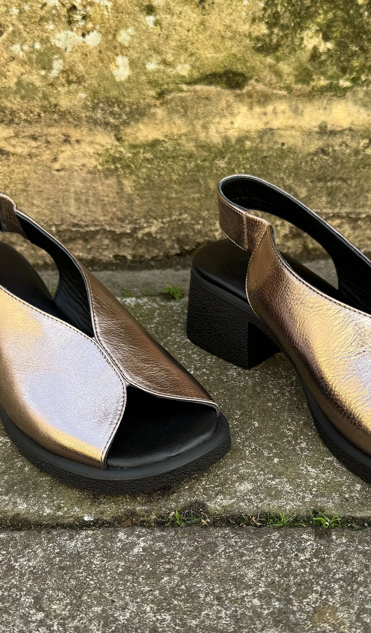 All Black Leather Sling Backs- 3 Colours