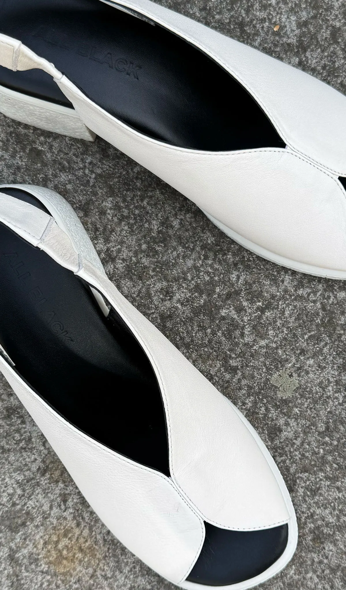 All Black Leather Sling Backs- 3 Colours