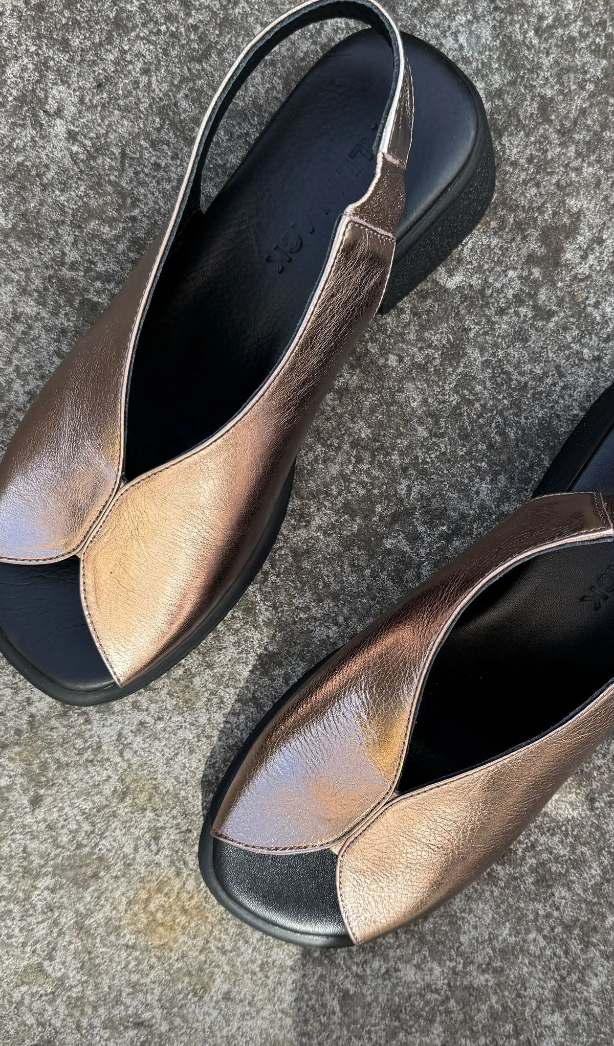 All Black Leather Sling Backs- 3 Colours