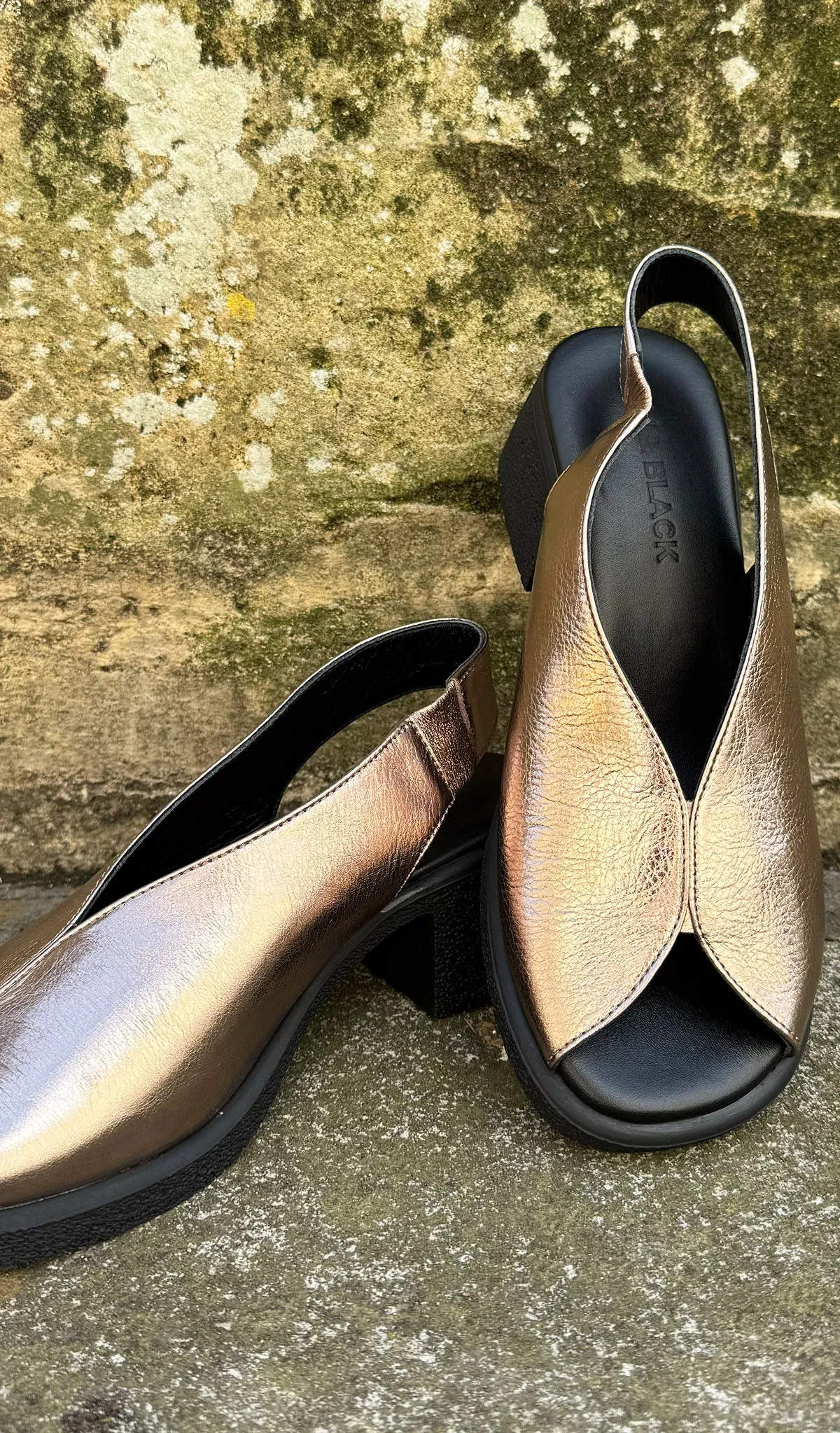 All Black Leather Sling Backs- 3 Colours