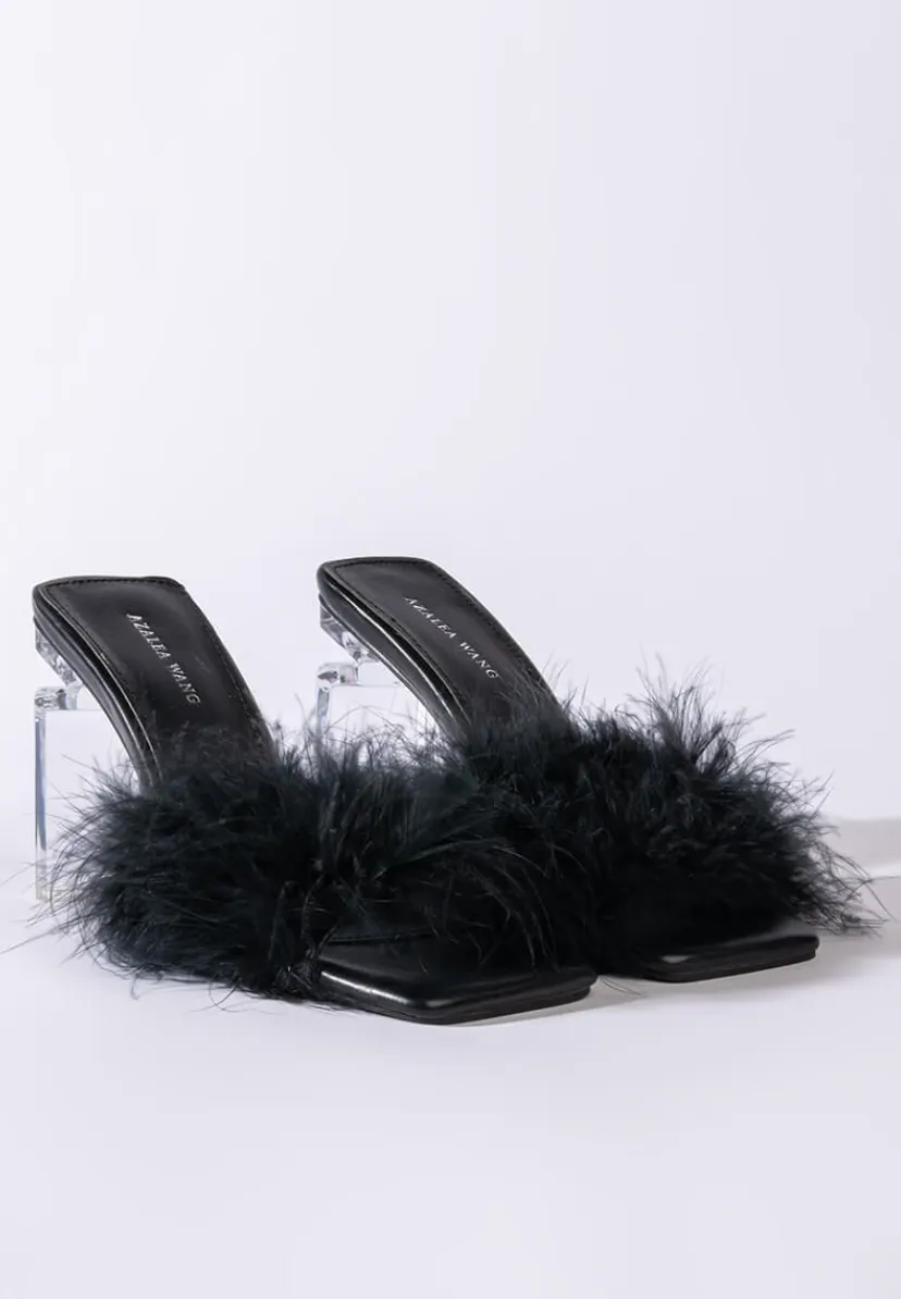 AZALEA WANG PILLOW TALK SQUARE TOE SANDAL IN BLACK