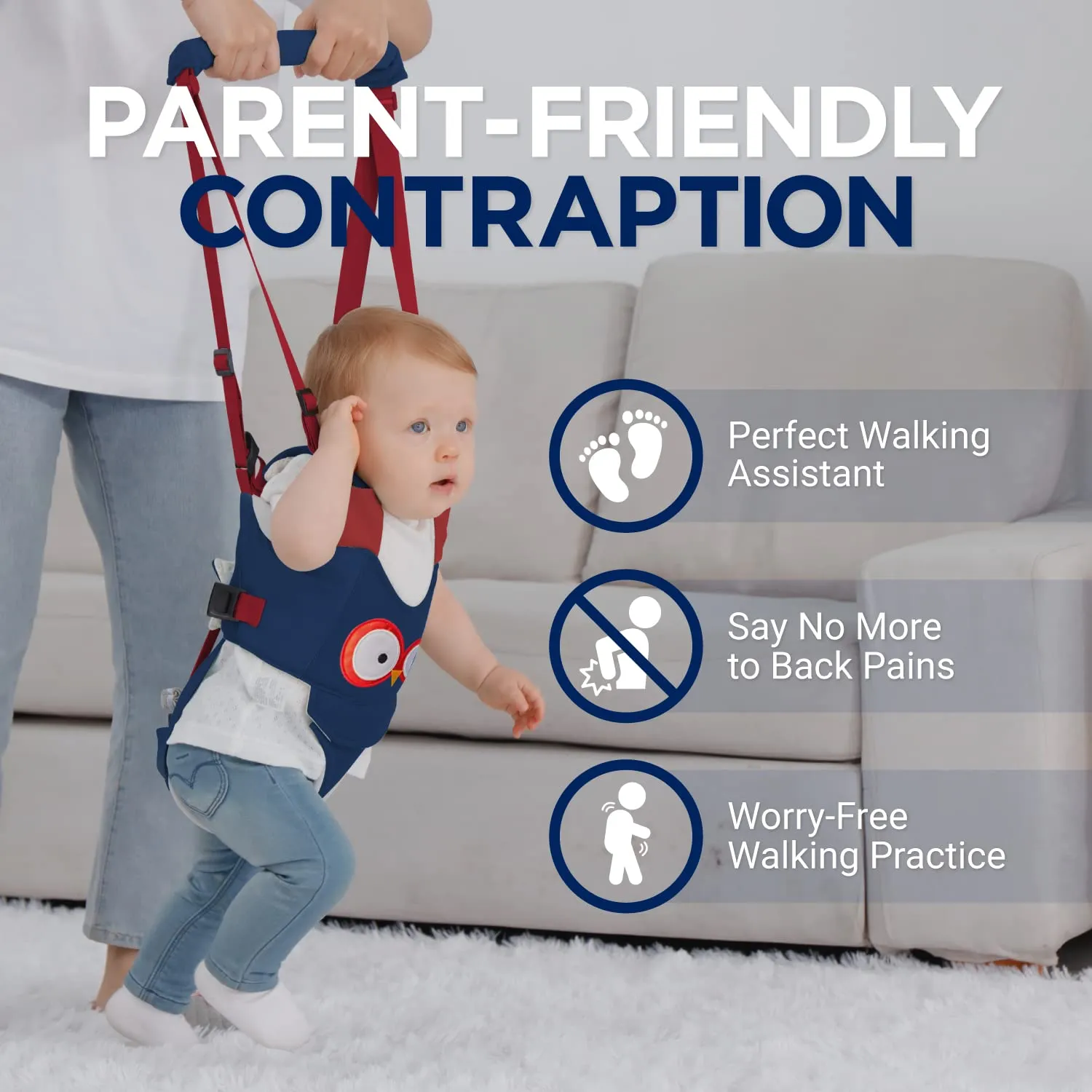 Baby Walking Harness - Handheld Kids Walker Helper - Toddler Infant Walker Harness Assistant Belt - Child Baby Walk Learning Help Support Assist Trainer Tool - for 7-24 Month Old