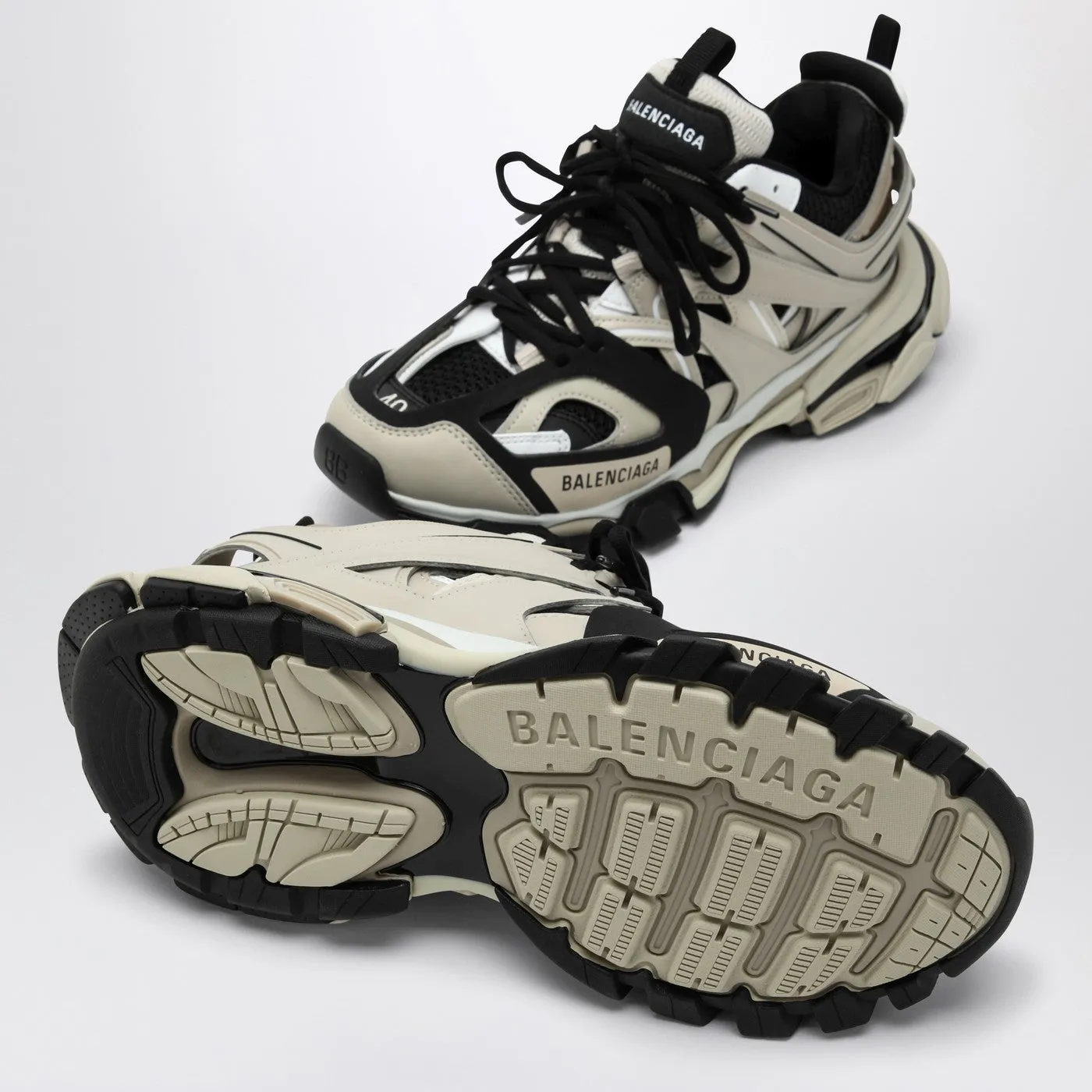 Balenciaga Track Beige/Black Mesh And Nylon Trainer