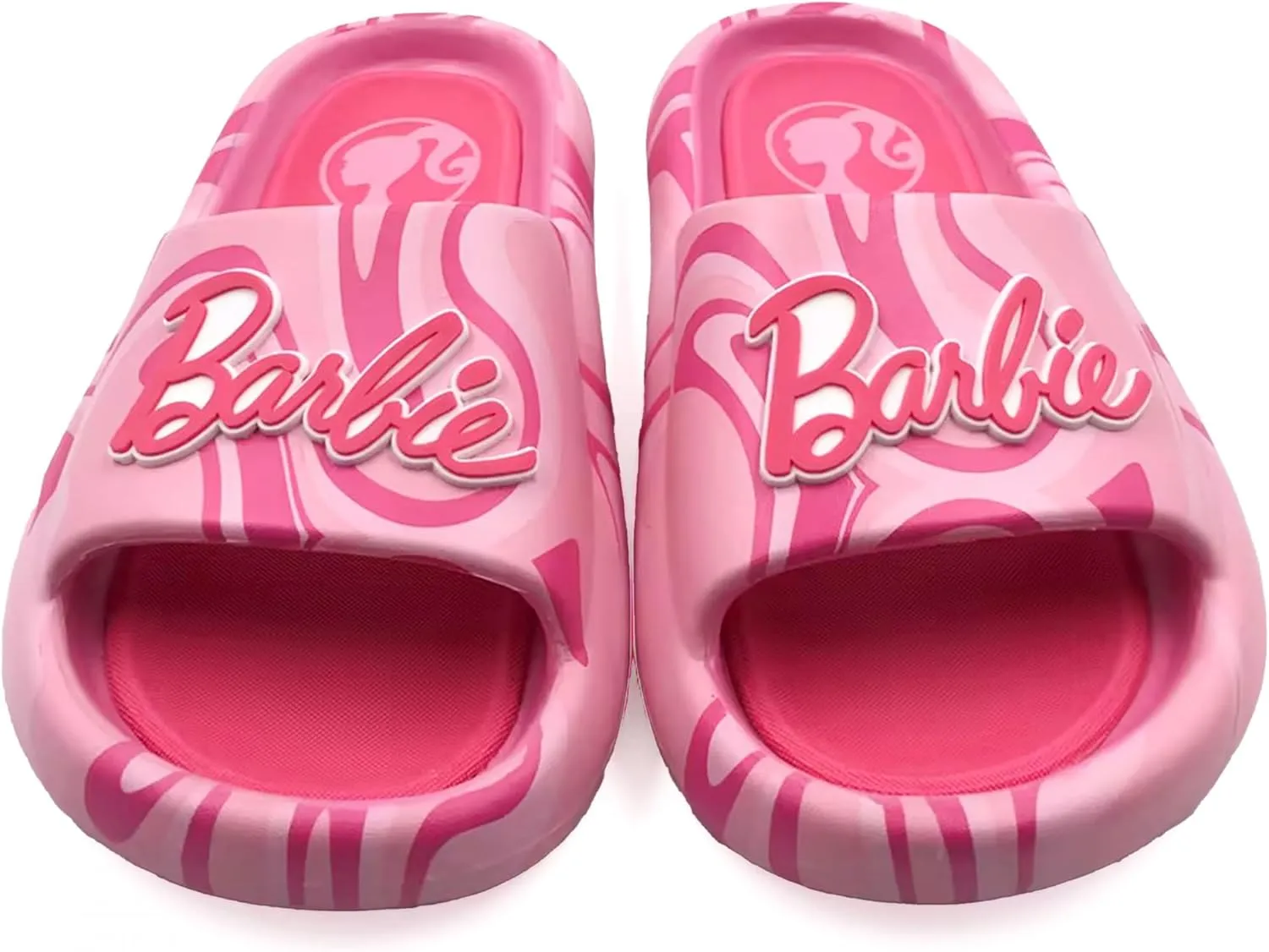 Barbie Bright Pink Logo Women's Flip Flop Slide Sandals