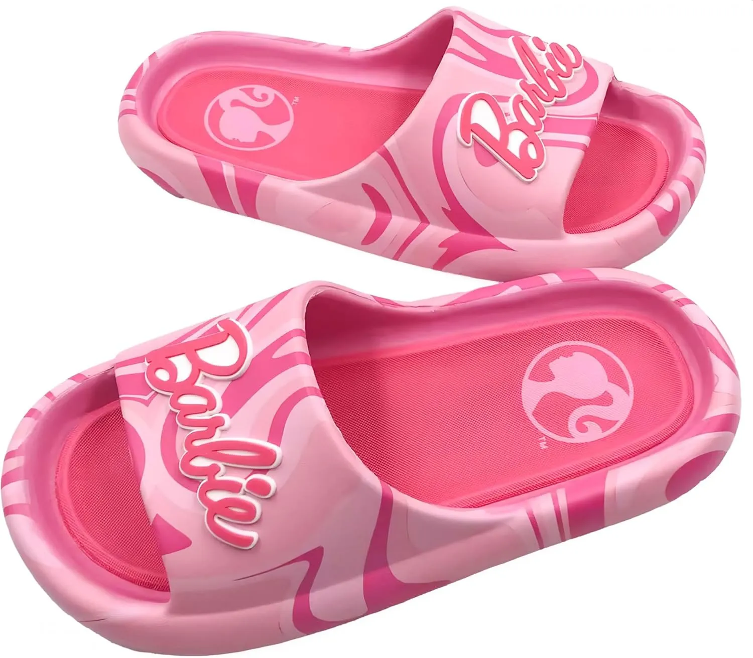 Barbie Bright Pink Logo Women's Flip Flop Slide Sandals