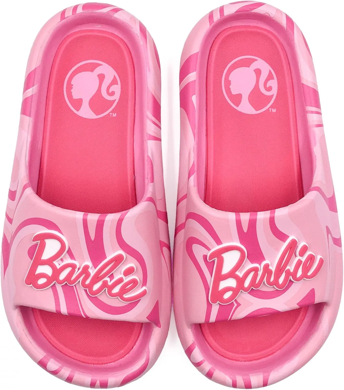 Barbie Bright Pink Logo Women's Flip Flop Slide Sandals