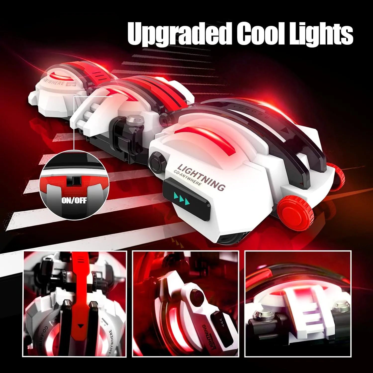 BAZADER RC Car with LED Lights - Remote Control Car Snakes 360° Roll Toy, Birthday for Kids Age 7 8 9 10 11  Year Old, 2 Batteries 60 min, Indoor/Outdoor Toy for 6-12 yr Teen Boys
