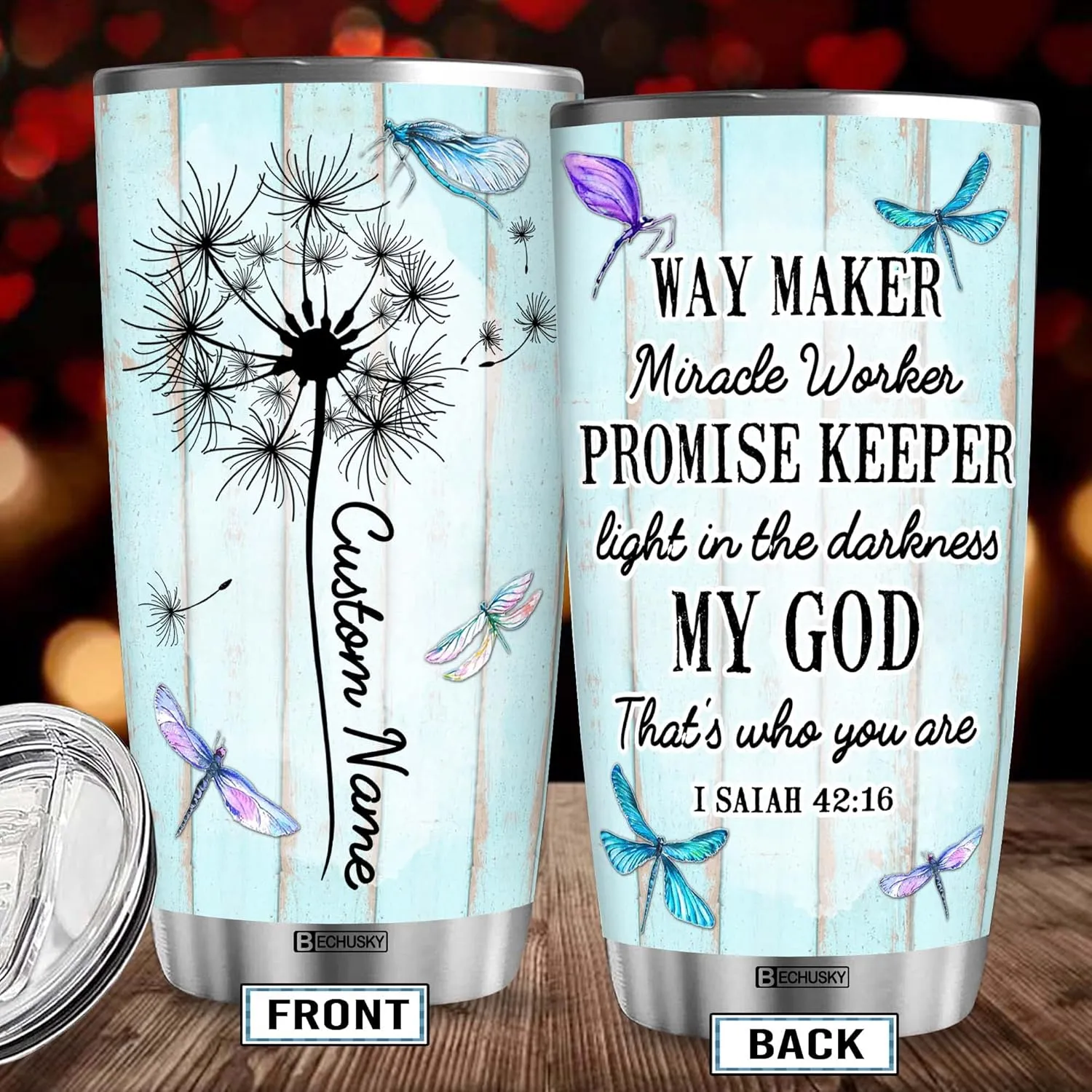 BECHUSKY Personalized Christian Tumbler, Gift for Women Tumbler - Birthday Gifts Friend God Believe Faith Bible Verse Religious, 11OZ