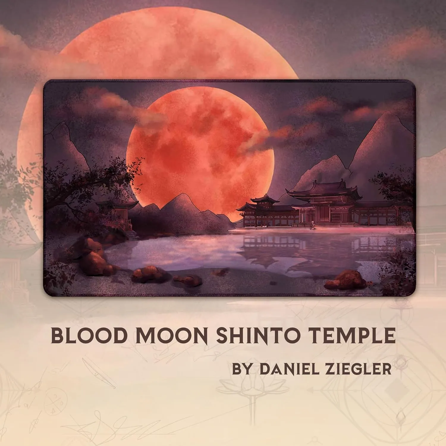 Blood Moon Shinto Temple (Stitched) - MTG Playmat - Compatible with Magic The Gathering Playmat - Play MTG, YuGiOh, TCG - Original Play Mat Art Designs & Accessories