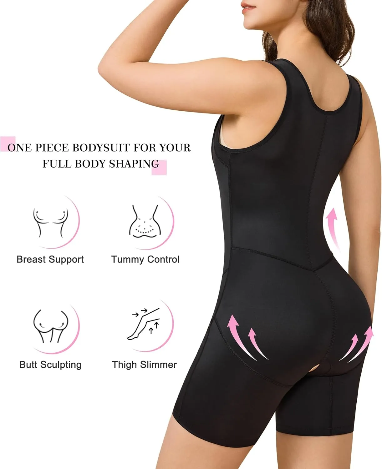 BRABIC Women's Waist Trainer Bodysuit Butt Lifter Tummy Control Shapewear Hi-waist Thigh Slimmer Full Body Shaper Open Bust