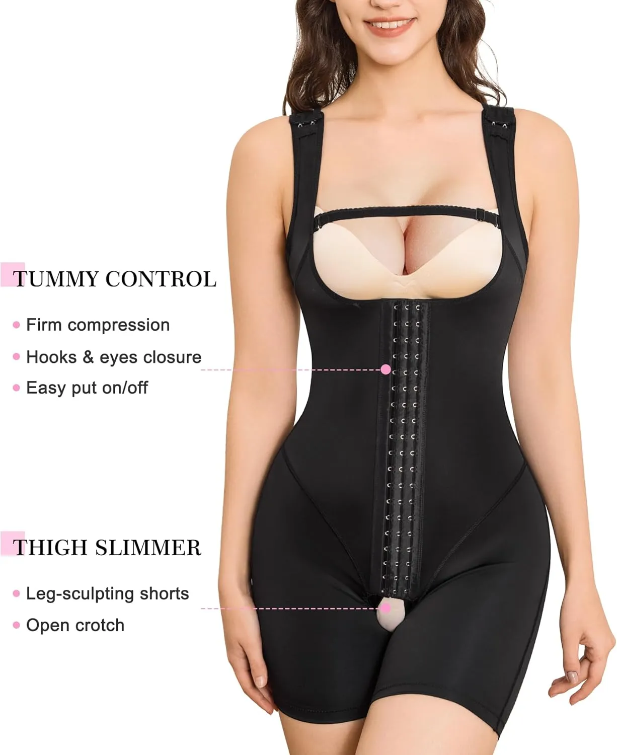 BRABIC Women's Waist Trainer Bodysuit Butt Lifter Tummy Control Shapewear Hi-waist Thigh Slimmer Full Body Shaper Open Bust