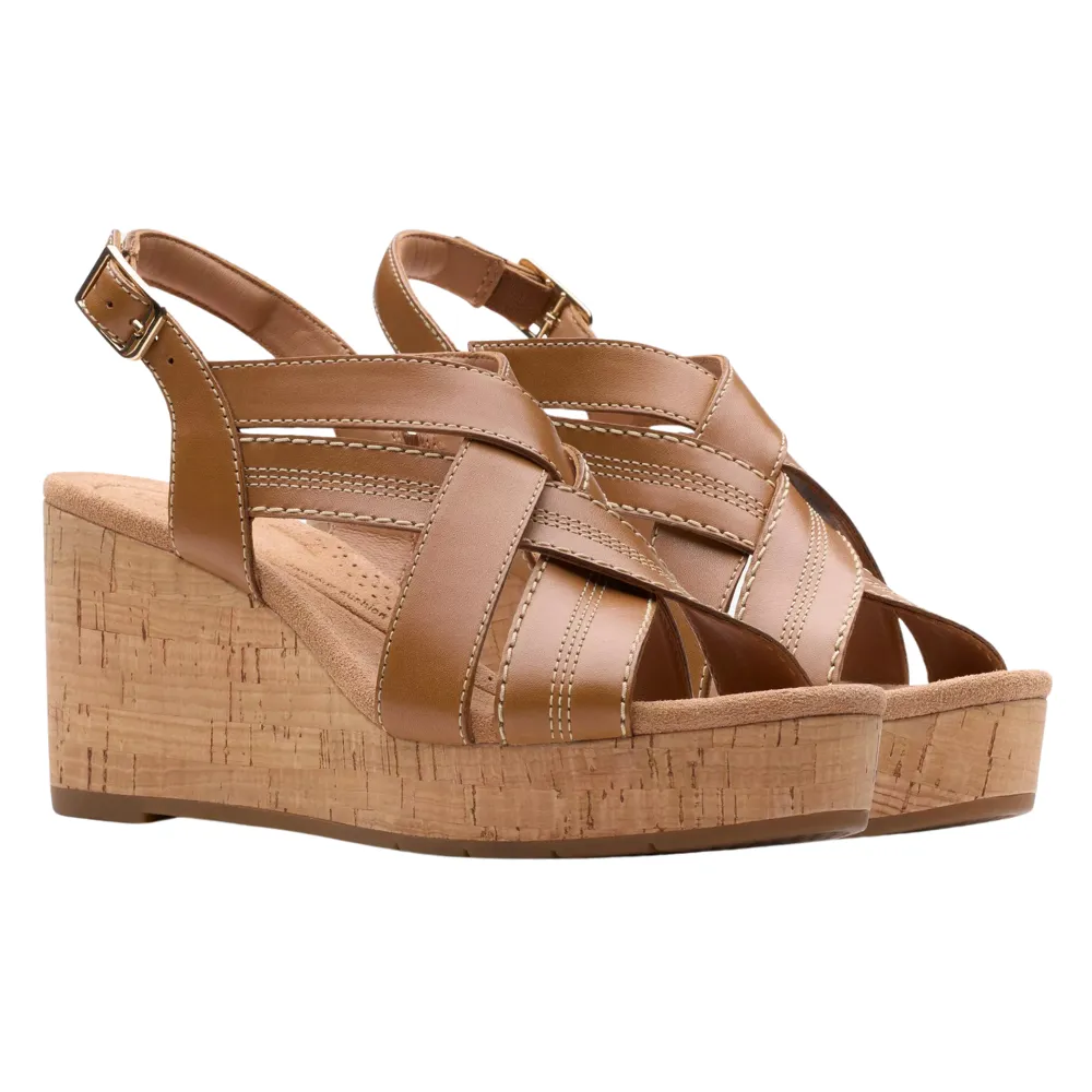 Clarks Sabina Sling Tan Leather Sandal (Women's)