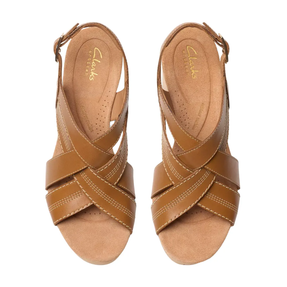 Clarks Sabina Sling Tan Leather Sandal (Women's)