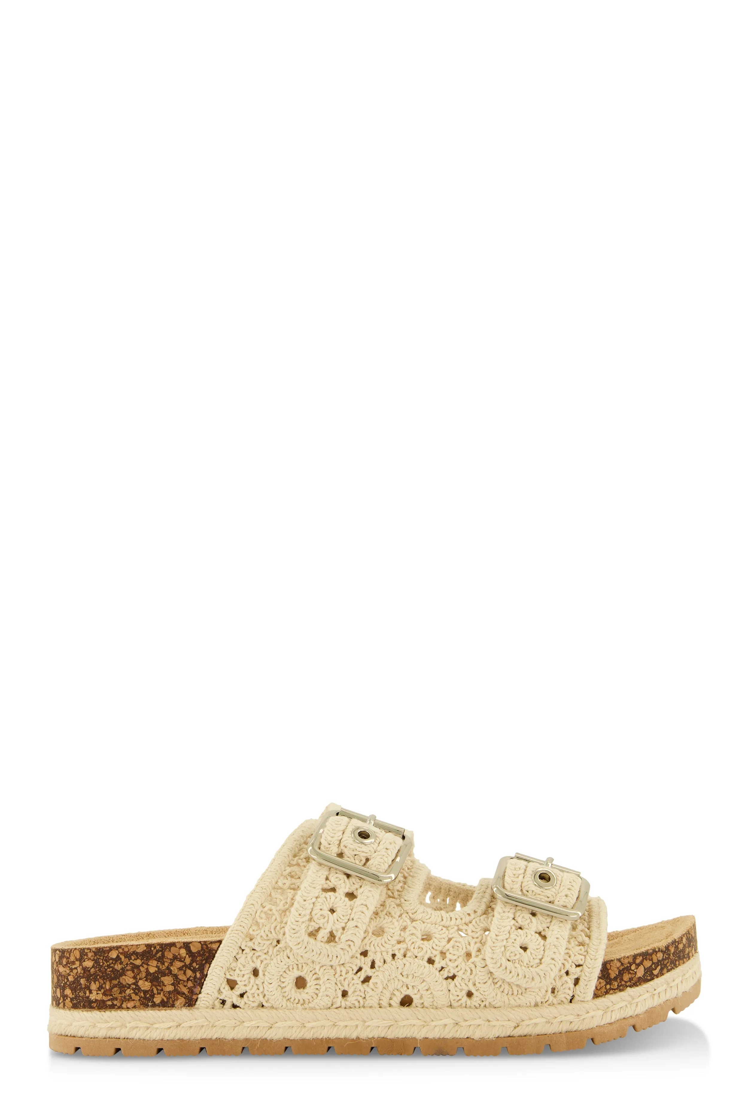 Crochet Double Buckle Espadrille Footbed Sandals