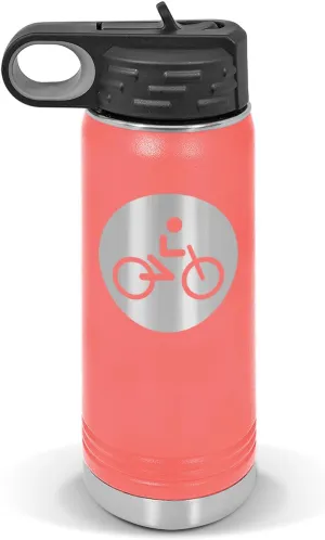 Cycling Water Bottle 20 oz - Laser Engraved w/Flip Top Removable Straw - Polar Camel - Stainless - Vacuum Insulated - Drinkware - Biking Bicycle Competitive v2
