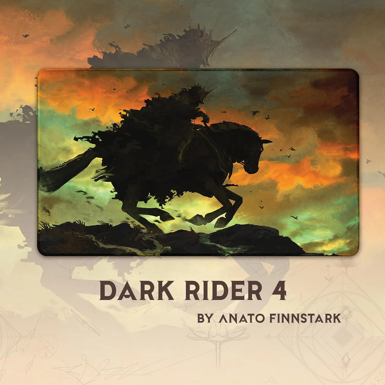 Dark Rider 4 (Stitched) - MTG Playmat by Anato Finnstark, LOTR Lord of The Rings - Compatible with Magic The Gathering Playmat - Play MTG, YuGiOh, TCG - Play Mat Art Designs & Accessories