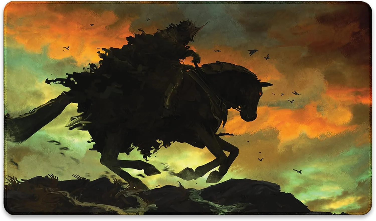 Dark Rider 4 (Stitched) - MTG Playmat by Anato Finnstark, LOTR Lord of The Rings - Compatible with Magic The Gathering Playmat - Play MTG, YuGiOh, TCG - Play Mat Art Designs & Accessories