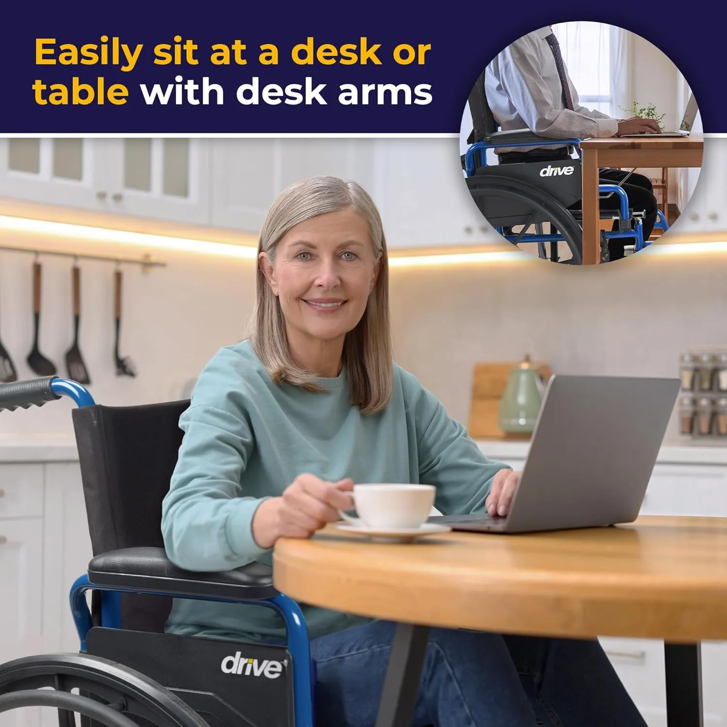 Drive Medical Blue Streak Lightweight Wheelchair with Swing-Away Footrests and Flip-Back Arms, Portable Folding Wheelchair for Adults and Seniors, 18 Inch Seat