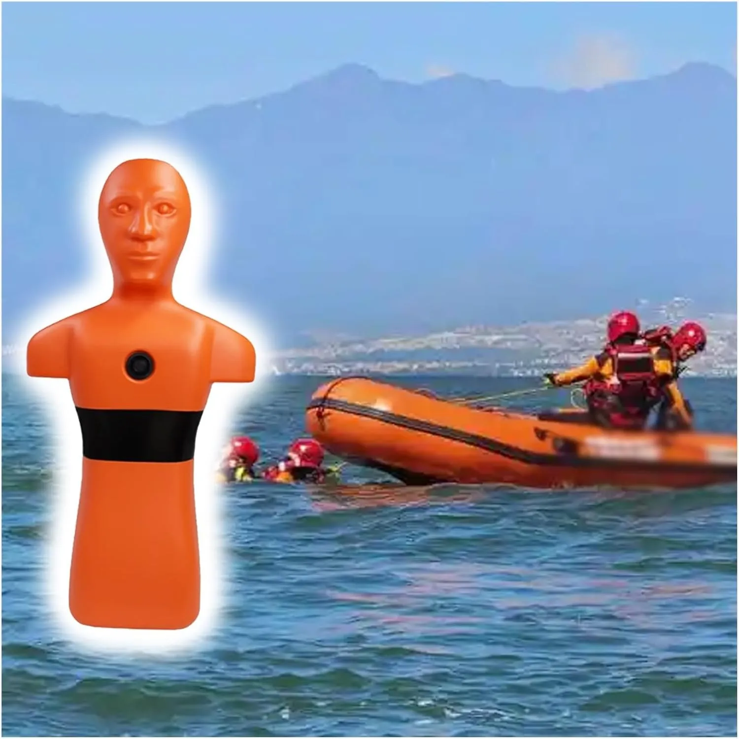 Drowning Drill Model, Rescue Training Dummy 110lbs After Filling with Water, Swimming Teaching Tools for Basic Skills Practice & Flood Prevention and Relief(1 pc Orange)