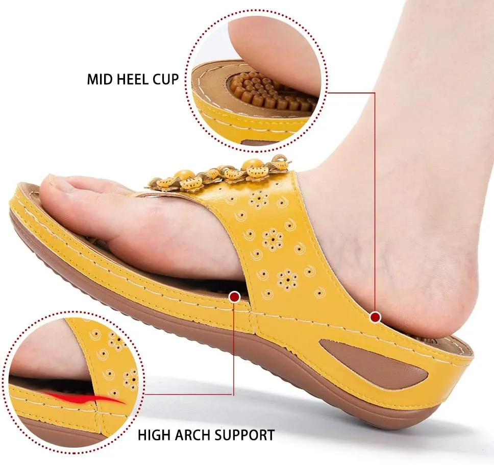 Ecetana Womens Sandals Platform Wedge: Comfortable Dressy Casual Summer Beach Shoes Slides Walking Flip Flops for Women