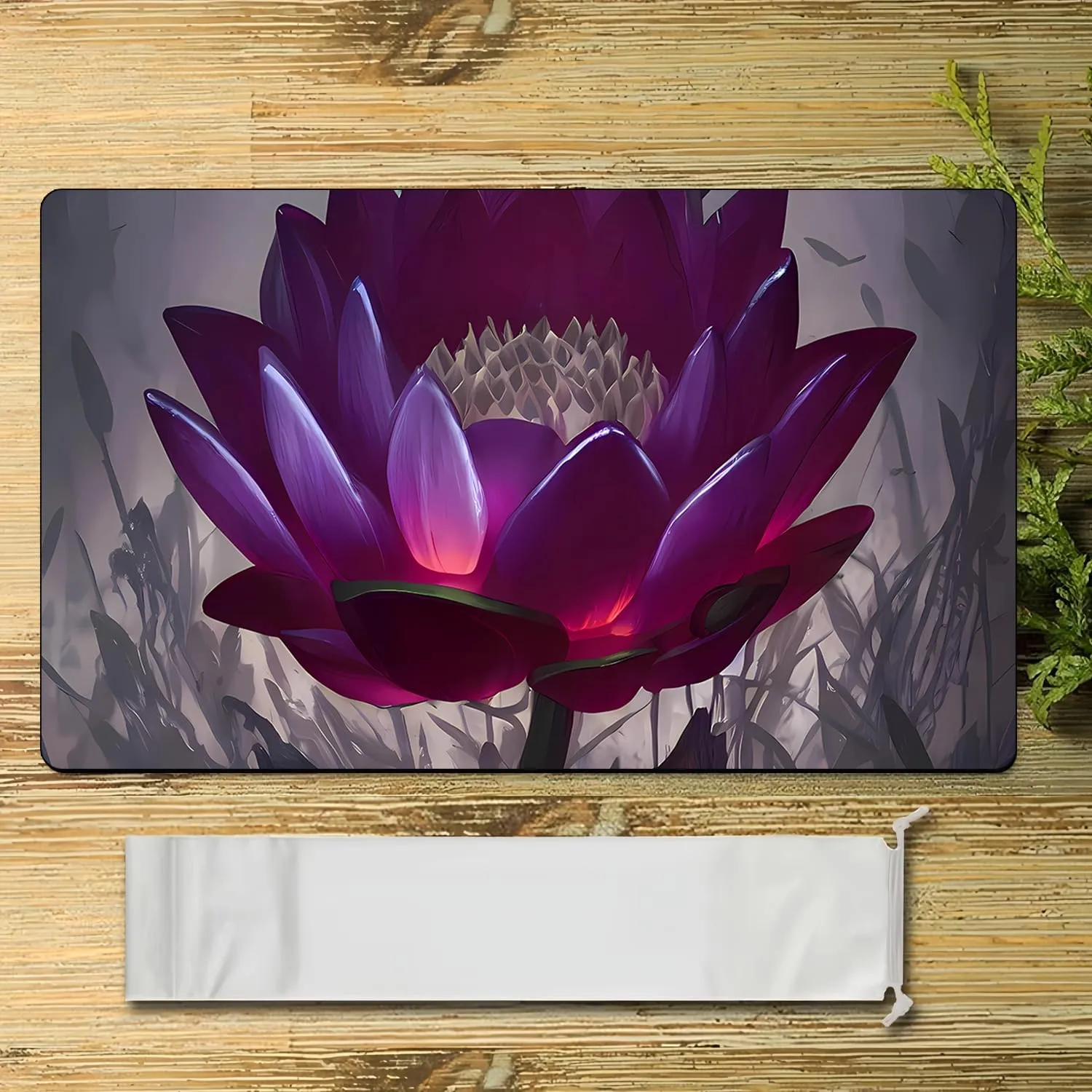 Fantasy Black Lotus TCG Playmat, 24 x 14 inches Game Mat for MTG DTCG CCG RPG Trading Card Game Playmats Smooth Surface Battle Game Rubber Collection Cool 14