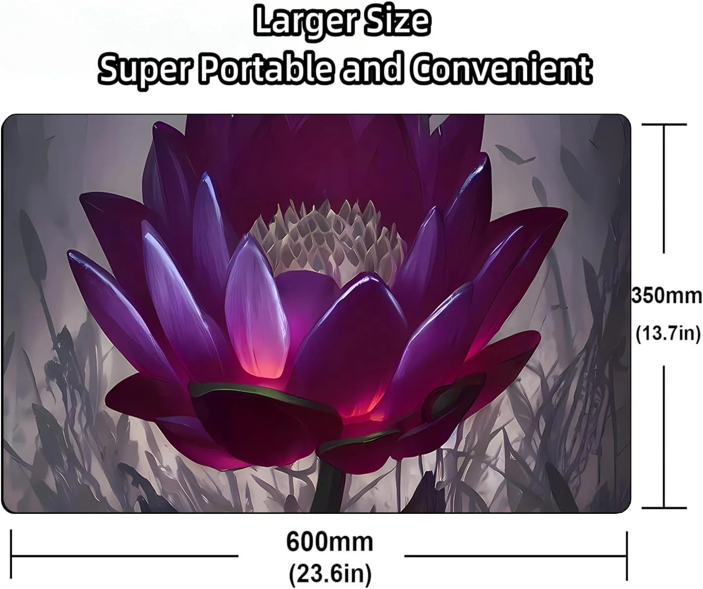 Fantasy Black Lotus TCG Playmat, 24 x 14 inches Game Mat for MTG DTCG CCG RPG Trading Card Game Playmats Smooth Surface Battle Game Rubber Collection Cool 14