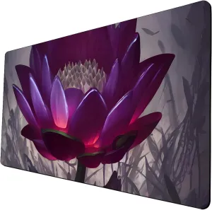 Fantasy Black Lotus TCG Playmat, 24 x 14 inches Game Mat for MTG DTCG CCG RPG Trading Card Game Playmats Smooth Surface Battle Game Rubber Collection Cool 14