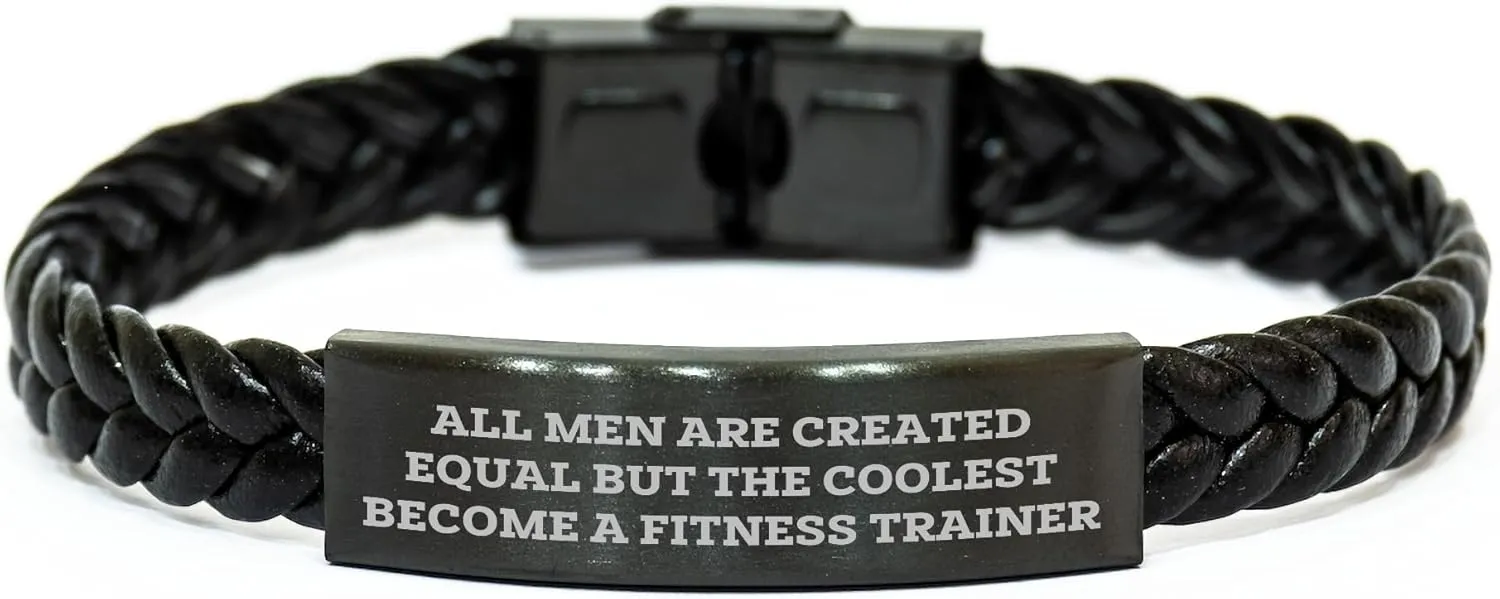 Fitness Trainer Gifts, Inspirational Quote, Interlaced Leather Bracelet, Father's Day Unique Gifts from Men to Fitness Trainers