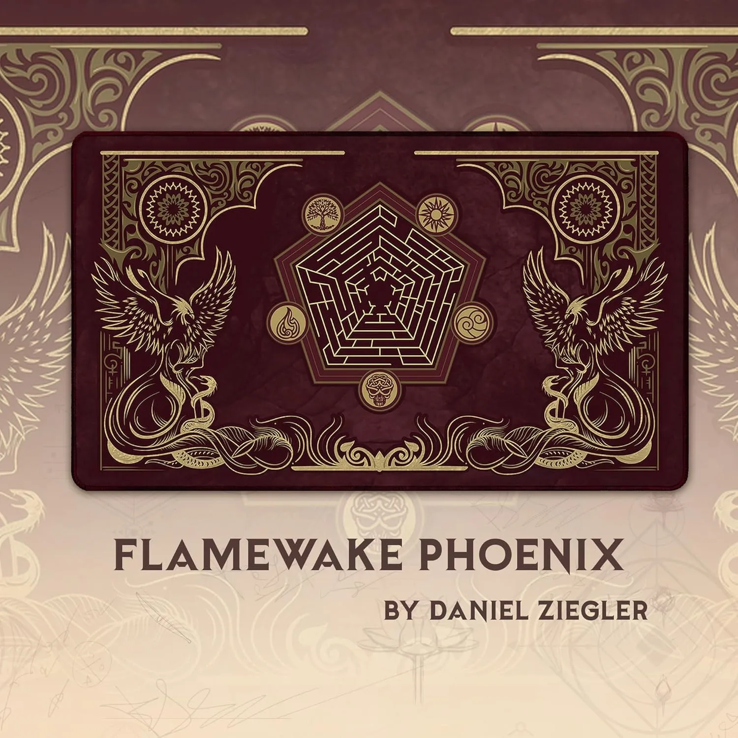 Flamewake Phoenix (Stitched) - MTG Playmat - Compatible with Magic The Gathering Playmat - Play MTG, YuGiOh, TCG - Original Play Mat Art Designs & Accessories