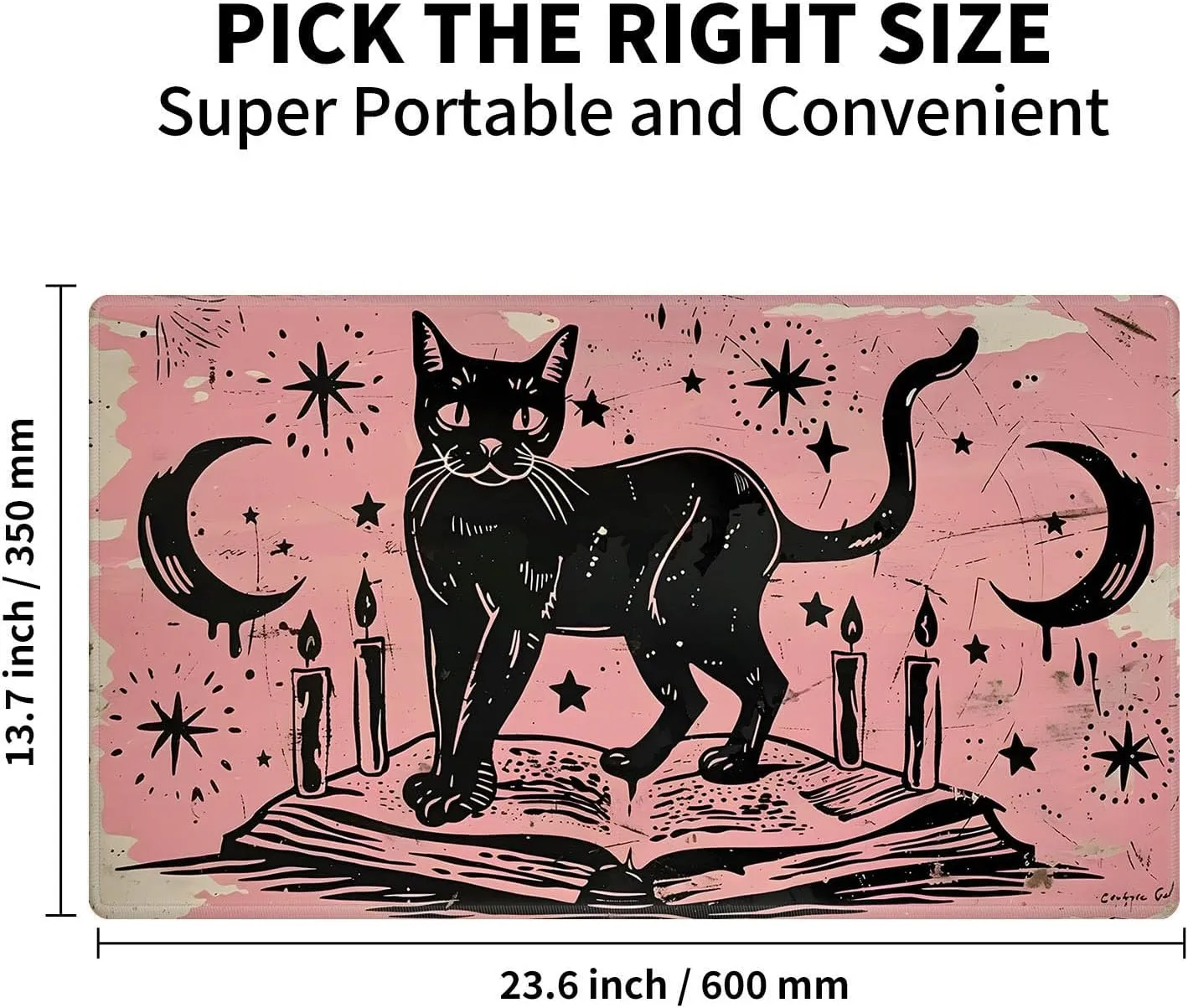 for MTG Playmat, Trading Card Games, Non-Slip Rubber Smooth Surface, Stitched Edges, Durable Desk Pad, Custom Anime Magic Cat Playmat