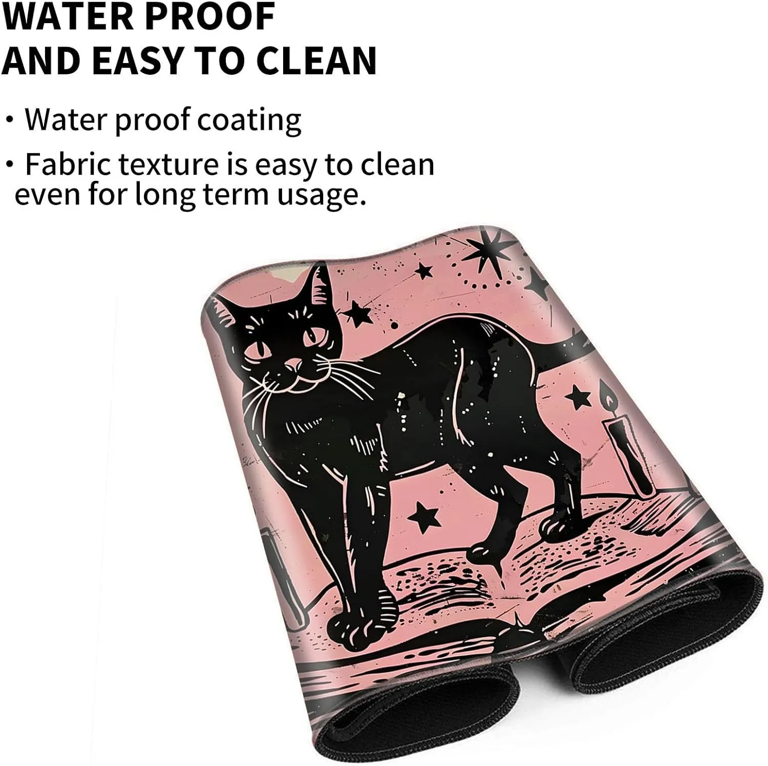 for MTG Playmat, Trading Card Games, Non-Slip Rubber Smooth Surface, Stitched Edges, Durable Desk Pad, Custom Anime Magic Cat Playmat