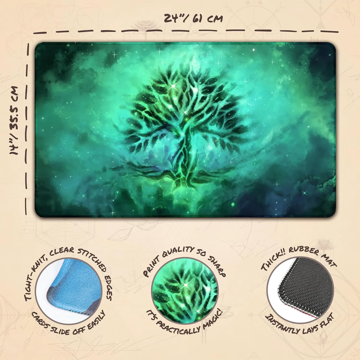 Forest Ethereal Mana (Stitched) - MTG Playmat - Compatible with Magic The Gathering Playmat - Play MTG, YuGiOh, TCG - Original Play Mat Art Designs & Accessories