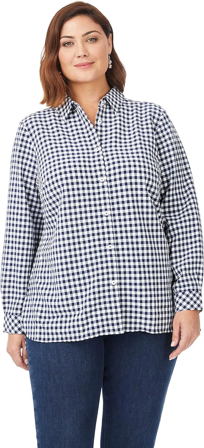 Foxcroft Women's Harris Long Sleeve Stretchy Check Shirt