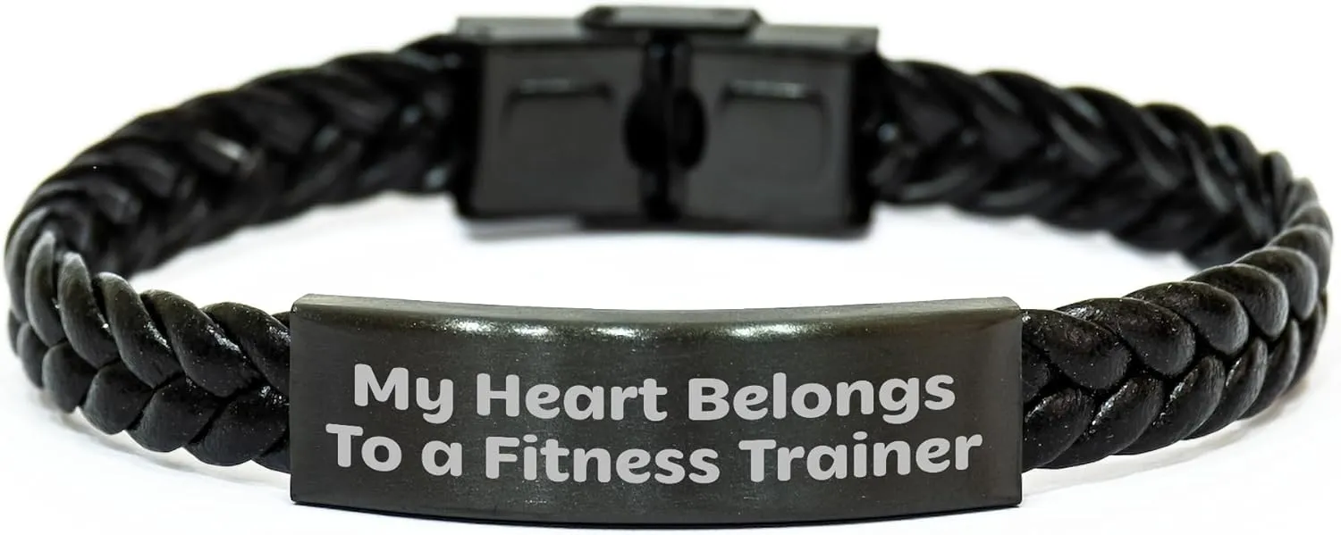 Funny Fitness Trainer Gifts from Men to Women - Interlaced Leather Bracelet with Engraved Stainless Steel for Mother's Day